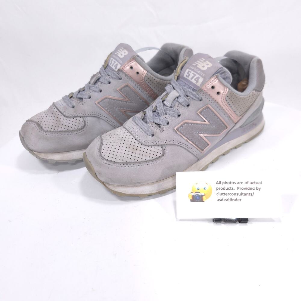 New Balance 574 Lace Up Athletic Shoe Womens Size 7.5 WL574NBN Gray
